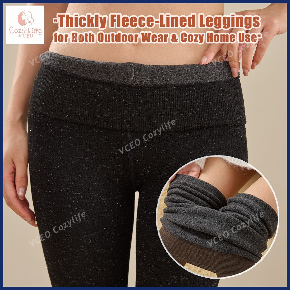 Warm fleece - padded leggings Warm thermal leggings Heavyweight 300g Fleece for Ultimate Warmth High - waisted warm leggings