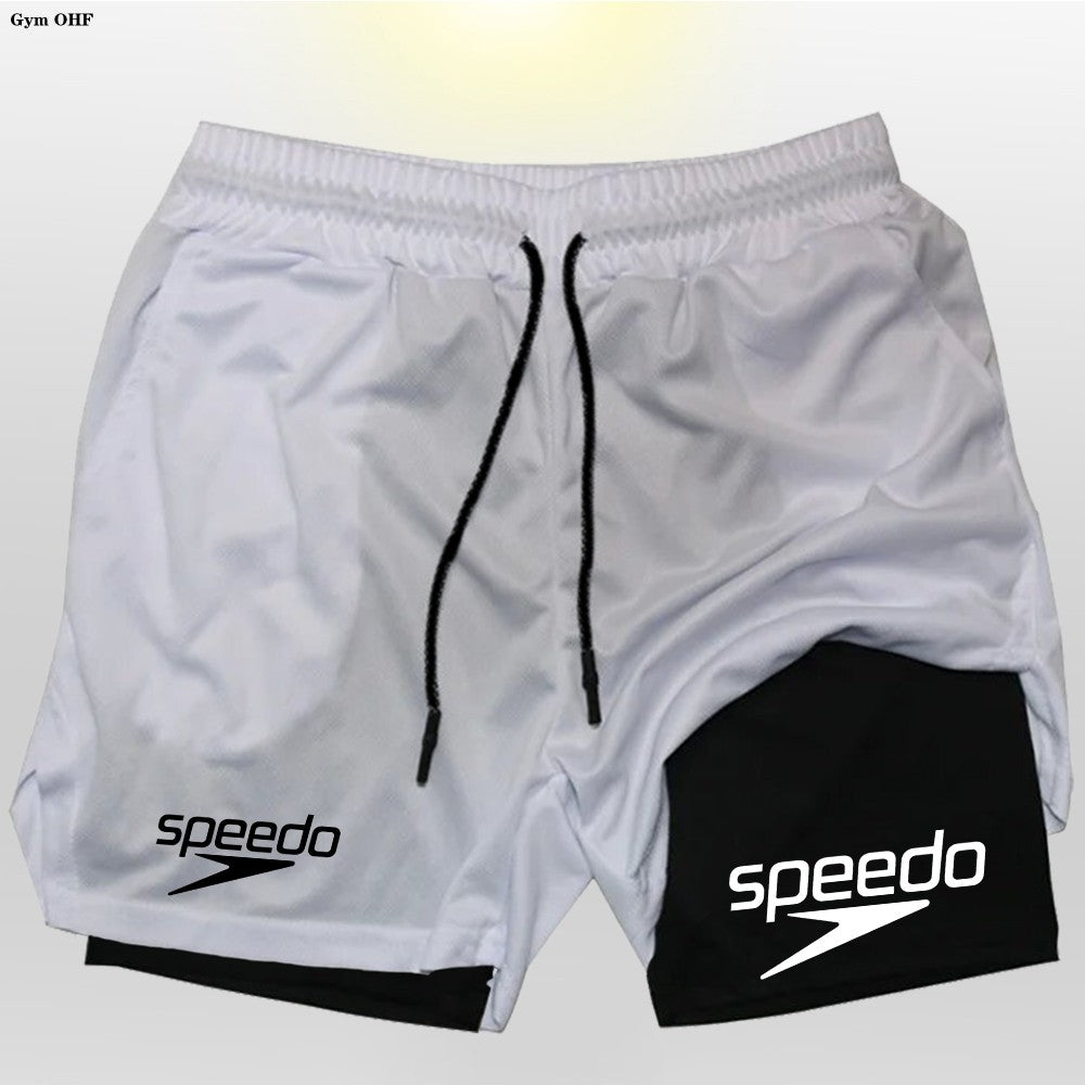 Fitness 2-in-1 training shorts, suitable for men, beach running quick-dry shorts, outdoor sports shorts, fitness basketball shor