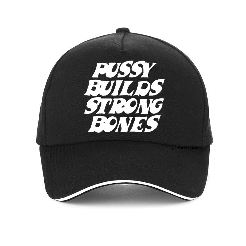 Boné Pussy Builds Strong Bones Boné de beisebol vintage Hip-Hop ajustável para homens e mulheres casual chapéus de sol de verão