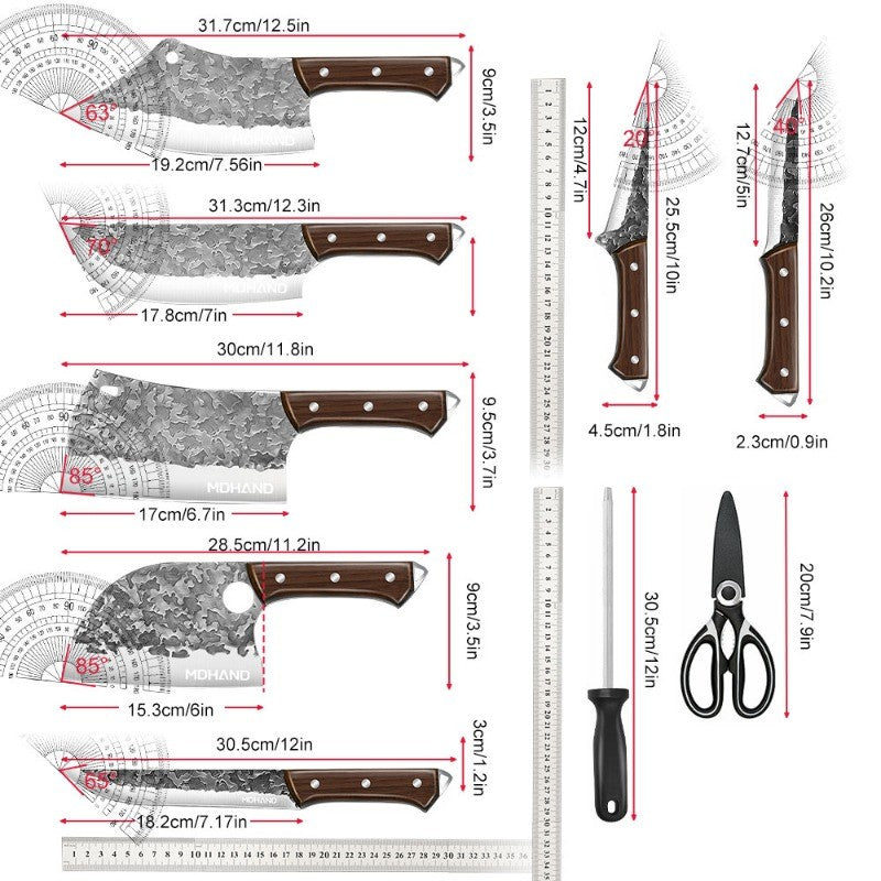ZENG 14PCS Japanese Chef Knife Set High Carbon Steel Sharp Blade for Meat Slicing Peeling Chopping Cooking Kitchen Knives Set