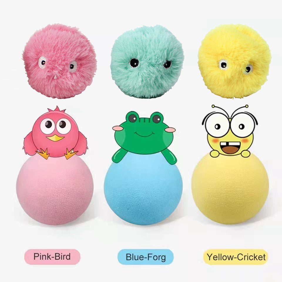 Brinquedos Inteligentes para Gatos Bola Interativa de Pelúcia Elétrica Brinquedo de Treinamento com Erva de Gato para Gatinhos com Som de Toque Produto para Animais de Estimação Bola de Brinquedo que Faz Barulho Suprimentos para Gatos