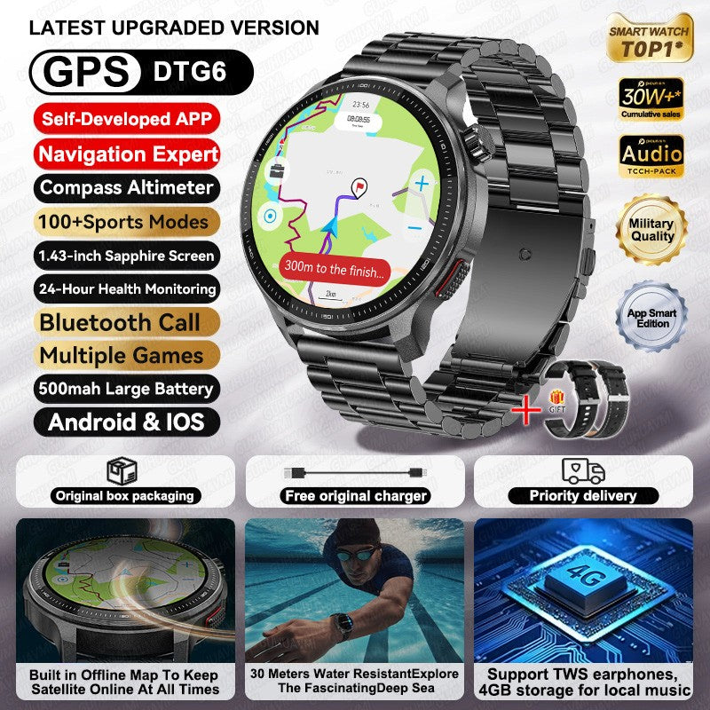 2026 Novo Militar T-Rex 3 Ultra Offline Mapa GPS Smart Watch 4GB Memória 10ATM À Prova D'Água Monitor Cardíaco Esportivo Smartwatch Masculino