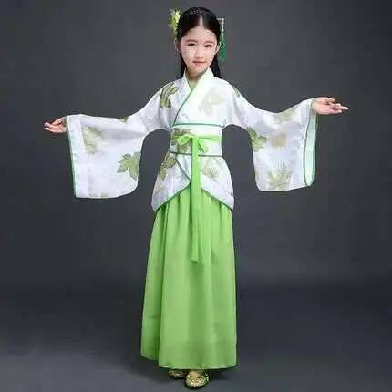 Hanfu Chinese Costume Girls Children Kimono Traditional Vintage Ethnic Fan Students Dance Halloween Japanese Yukata Kimono Style