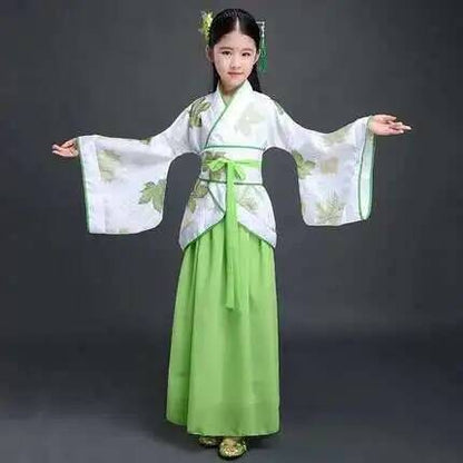 Hanfu Chinese Costume Girls Children Kimono Traditional Vintage Ethnic Fan Students Dance Halloween Japanese Yukata Kimono Style