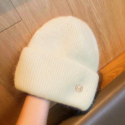 Chapéu de Inverno Feminino Outono Inverno, Gorro de Malha Grosso Versátil, Chapéu de Inverno Quente à Prova de Vento de Cor Sólida para Mulheres, Boné Casual para Atividades ao Ar Livre