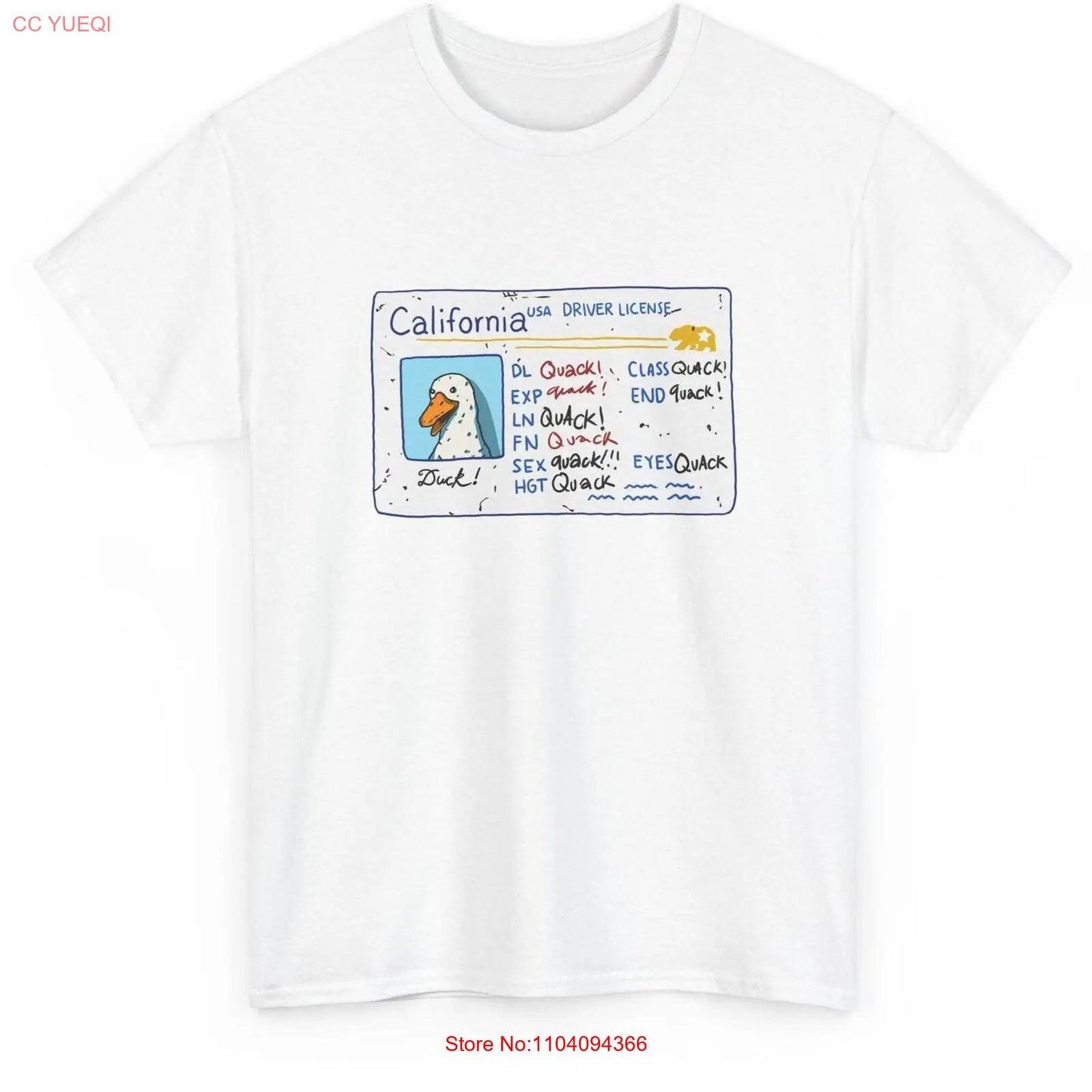 Duck California driver's license T shirt vintage Washed Casual Breathable Versatile Comfortable graphic fashion homme Stretched