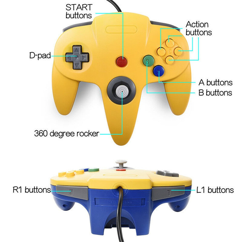 USB Wired Gamepad N64 Joystick Gamepad Controller for Mac Computer PC Handle USB Gamepad