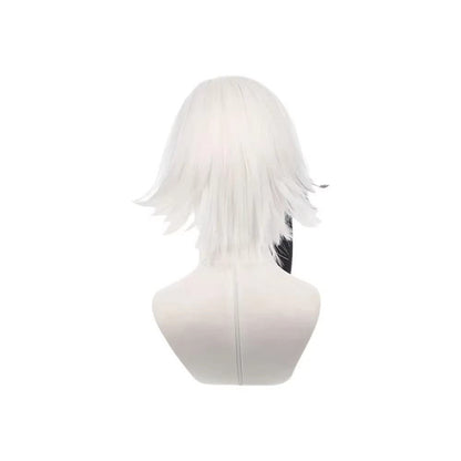 Peruca Cosplay Anime Arlecchino Curta Reta Branca Preta Cabelo Sintético Peluca Para Festival Frieren Adereços de Halloween