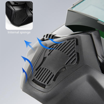 Máscara de solda de escurecimento automático para cabeça, tipo dividida, com faixa ajustável e destacável, e ventilação