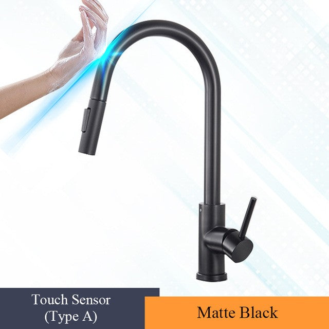 Torneira de Cozinha com Sensor de Toque Extraível Torneira de Cozinha Inteligente com Rotação 360 Torneira de Sensor Torneira Misturadora de Monocomando