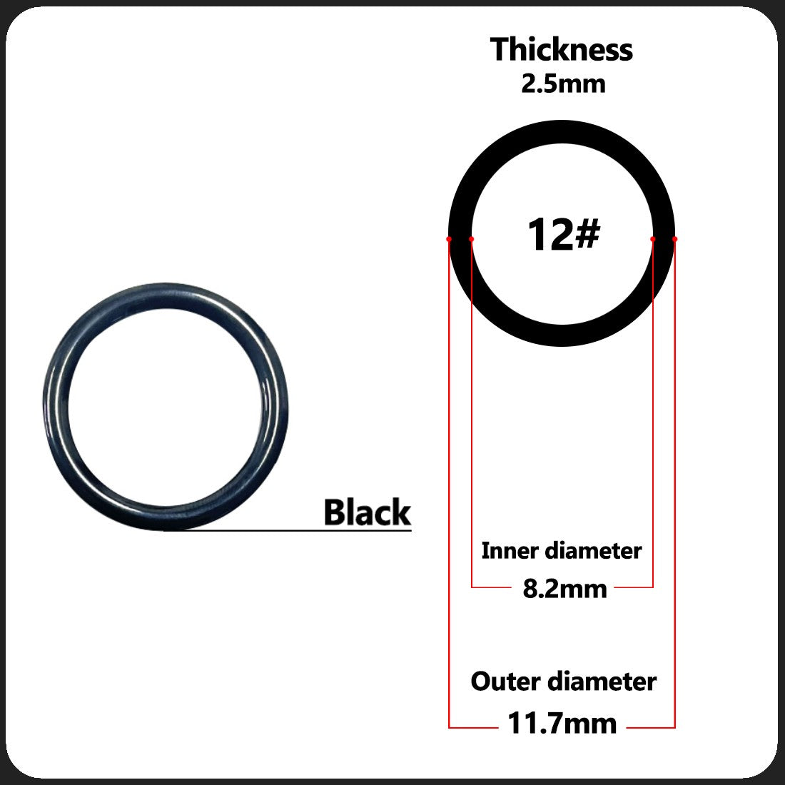 Anel Guia de Vara de Pesca 10pçs~100pçs Resistente ao Desgaste Cerâmica Kit de Reparo de Vara Anel Alconite Preto 6mm~47.3mm
