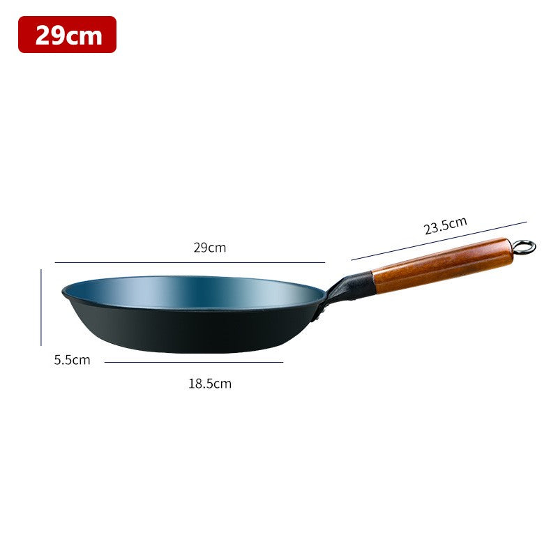 Iron Frying Pan Uncoated Iron Wok Flat Bottom Skillet Non-stick Egg Pancake Pan Steak Frying Pot Gas and Induction 27/29/31/33cm