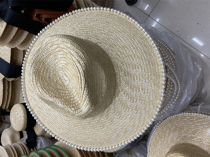 Chapéu de palha Raffite com aba grande para Jazz, chapéu de praia retrô inglês versátil para mulheres com proteção solar, estilo Hepburn, chapéu de senhora francesa