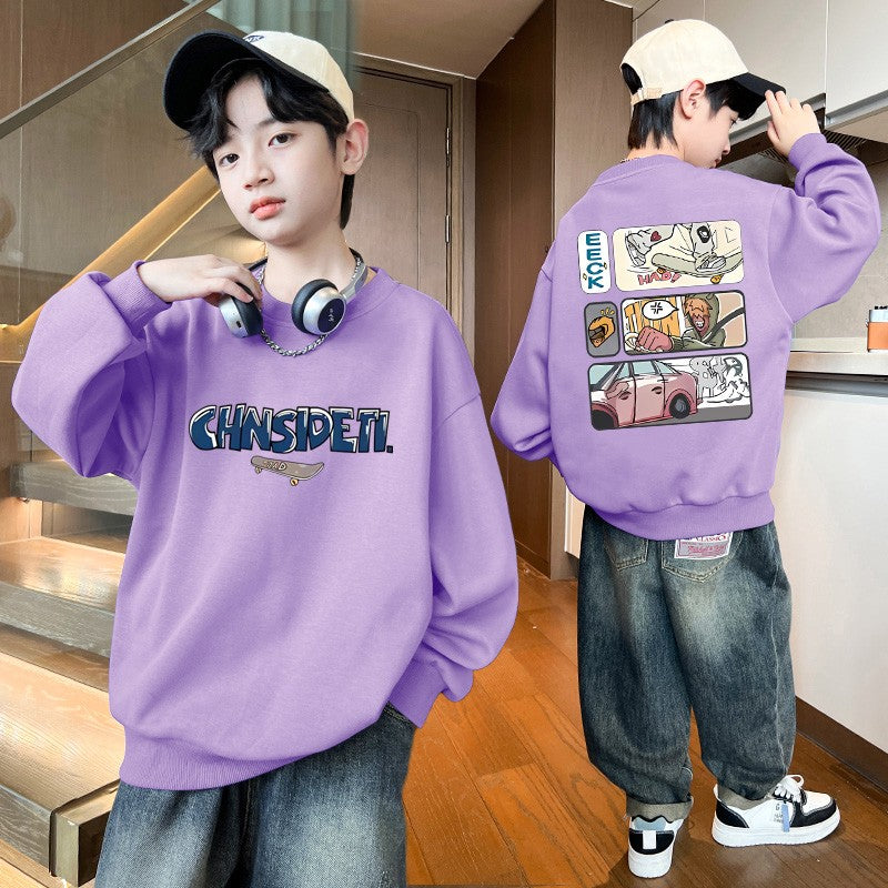 Autumn Baby Boy Clothes Street Graffiti Print Casual Sports Sweatshirts Long Sleeve Children Top Korean Children's Clothes 2025