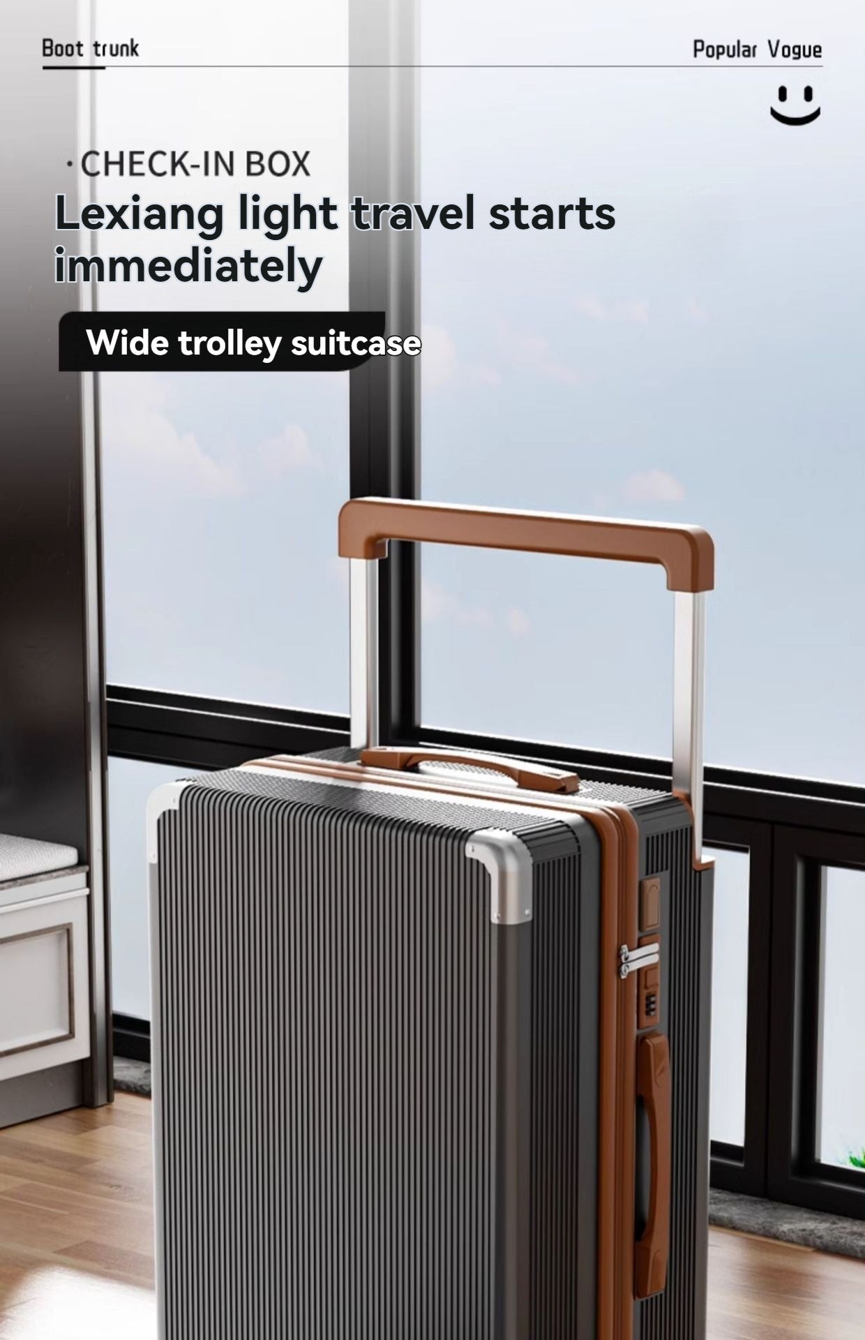 2025 New Wide-Rod Shockproof Braking Large Capacity Travel Suitcase 20" Checked Luggage Locking Bag