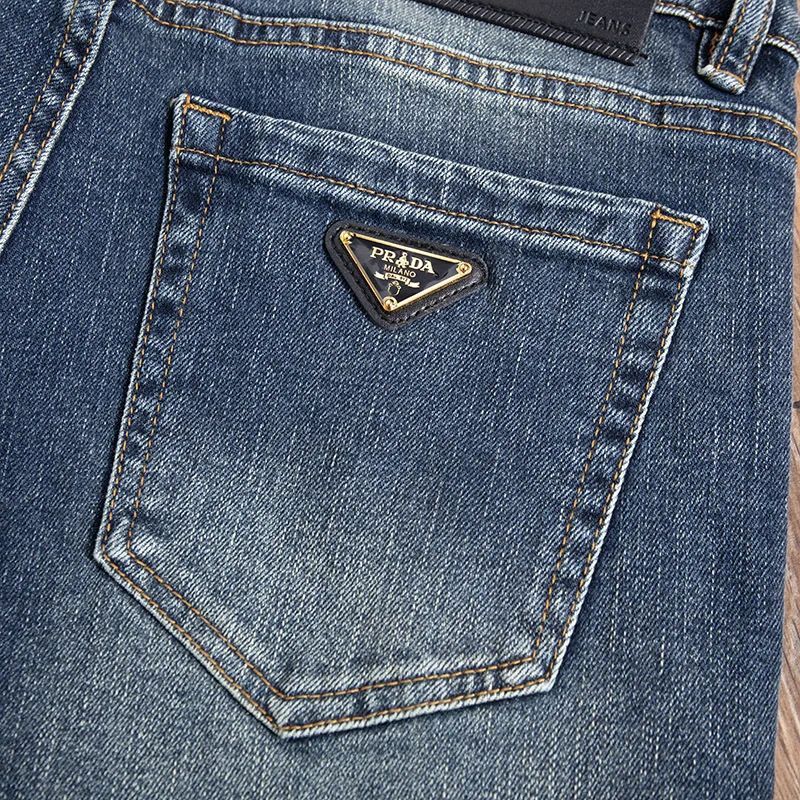 Milão Qualidade Premium Europeia Outono/Inverno Calças Jeans Masculinas Emagrecem Sua Silhueta Solta Reta Elástica Vintage