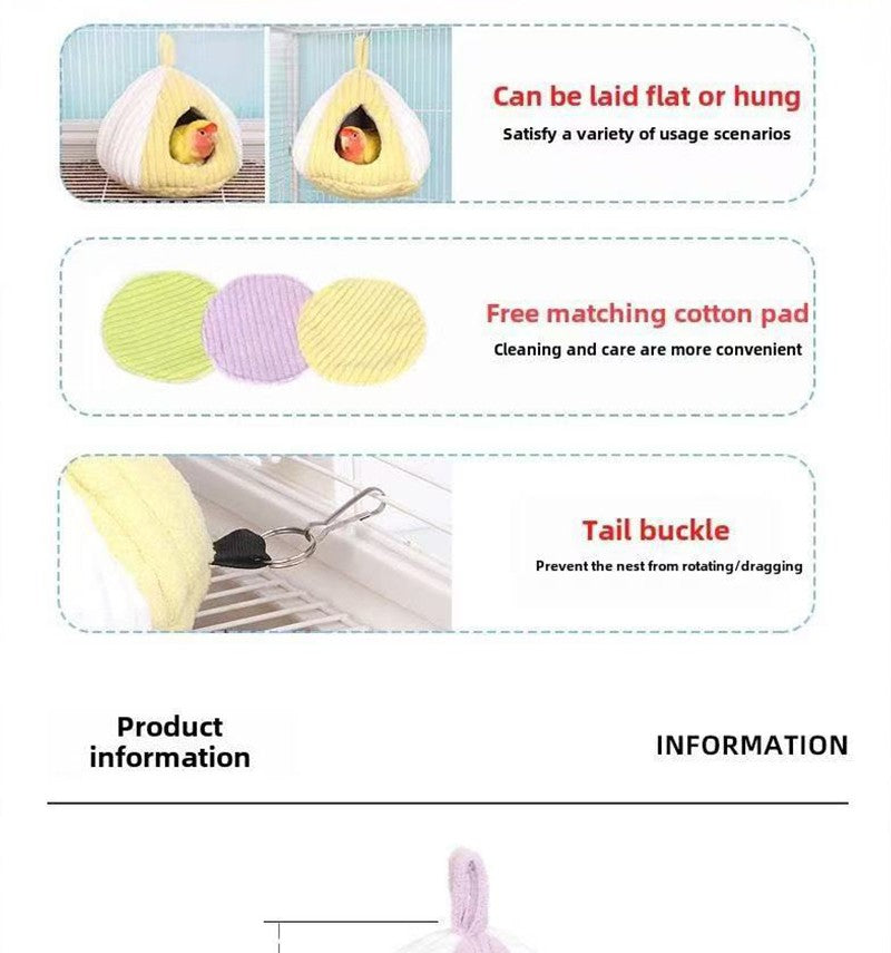 Casa Grande e Quente para Ninho de Pássaros - Cama Confortável para Pássaros de Gaiola com Tapete, Rede Suspensa, Cabana Esconderijo para Arara e Papagaio-Cinza-Africano