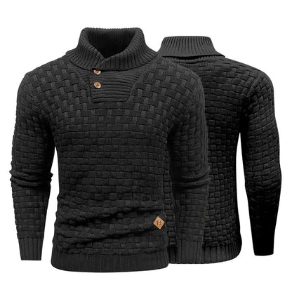 Men’s Knitted Sweater Casual Crew Neck Warm Long Sleeve Comfortable Pullover Textured Ribbed Edge High Quality Top US Size