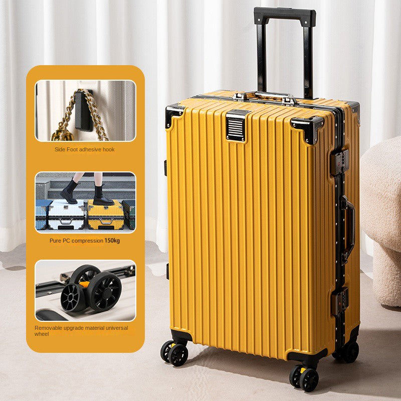 Mala de Viagem Nova com Estrutura de Alumínio 20/22/24/26/28 Polegadas, Mala de Rodinhas para Estudantes, Material Resistente de PC, Grande Capacidade