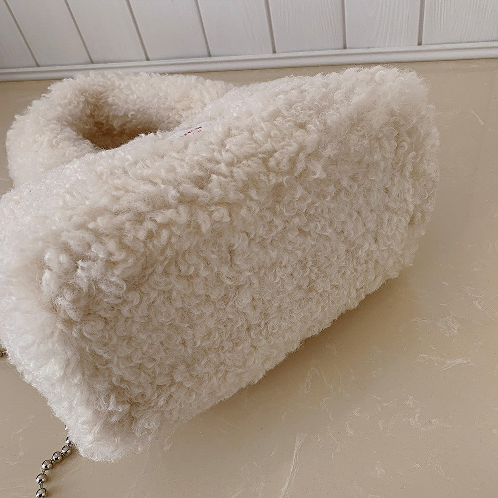 Shake Fleece Plush Bag, Women's New Stylish Single Shoulder Crossbody Bag, Plush Hand-Held Plush Bucket Bag