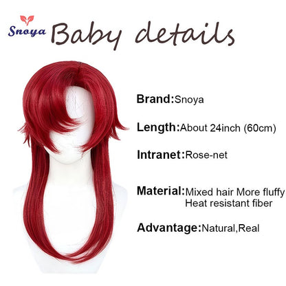 Snoya Versatile Long Synthetic Wolf Tail Cosplay Wig Suitable for Cosplay Parties Halloween Gaming And Anime Red Purple Yellow