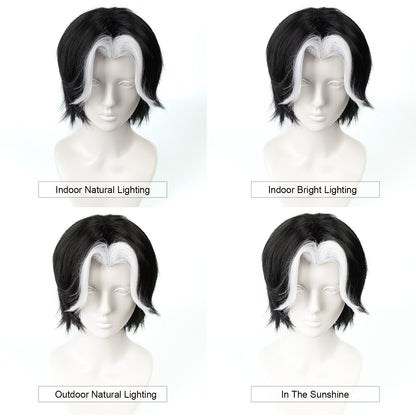30cm Branco Destaques Curta Peruca Cosplay Curta Prata Homens Mulheres Cabelo Anime Perucas Sintéticas Resistentes ao Calor