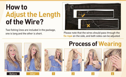 Full Shine Fishing Wire Hair Extensions Cabelo Humano Real Hair Extensions Apliques Para Mulheres Fio Secreto Grosso