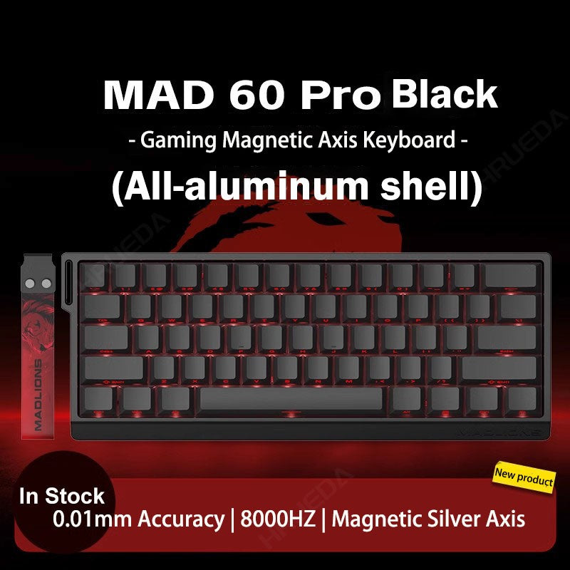 Teclado Gamer Switch Magnético MADLIONS MAD 60/68HE Com Fio Drive Web Custom 8K 61/68 Retorno RT Ajustável Hot Swap