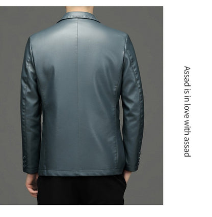 2025 Autumn Winter Men's Genuine Leather Blazers Jackets Slim Fit Suits Coats Business Casual Genuine Leather Suits Jackets Male
