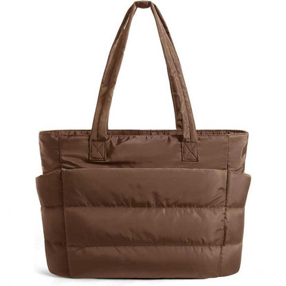 Quilted Large Capacity Tote Bag for Women Durable Fabric with Zipper Closure & Wrist Strap, Spacious Gym Beach Work Travel Bag