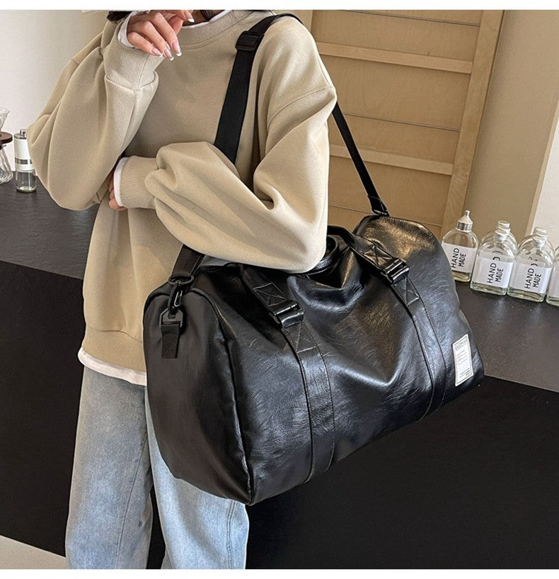 PU Travel Duffel Bag Waterproof Luggage Handbag with Shoes Pocket Weekender Overnight Daypack Dry Wet Sports Shoulder Tote Pack