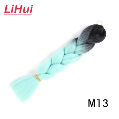 Cabelo Sintético Trança Jumbo 24 Polegadas Ombre Jumbo Extensão de Cabelo para Mulheres Tranças DIY Roxo Rosa Amarelo Cinza Lihu
