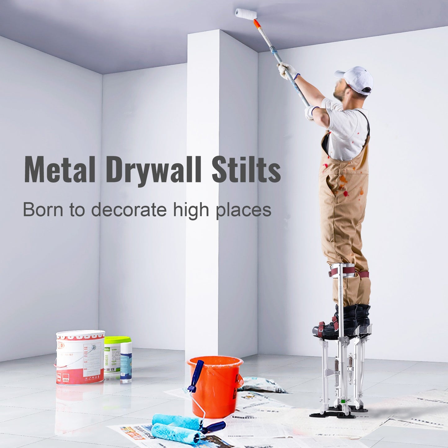 SucceBuy Pernas de Pau para Drywall 18''-30''/36''-50'' Ajustáveis de Alumínio, Joelheiras Protetoras Antiderrapantes, para Casa