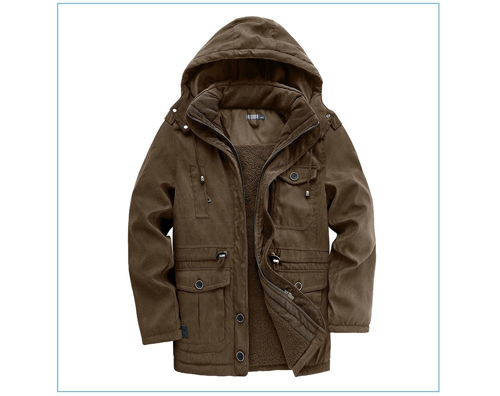 Winter Mens Fleece Warm Jackets Fashion Men Thicken Thermal Tactical Hooded Coats Men Outdoor Multi-pocket Windbreaker Jacket