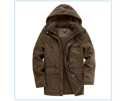 Winter Mens Fleece Warm Jackets Fashion Men Thicken Thermal Tactical Hooded Coats Men Outdoor Multi-pocket Windbreaker Jacket