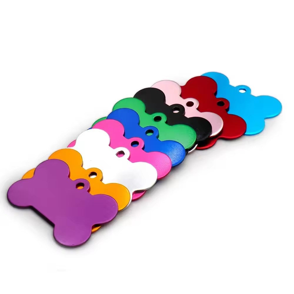 Aluminum Alloy Pet ID Tags 10Pcs Bone Shaped Blank Engraved Dog Cat Name Phone Number Identification Card Tags