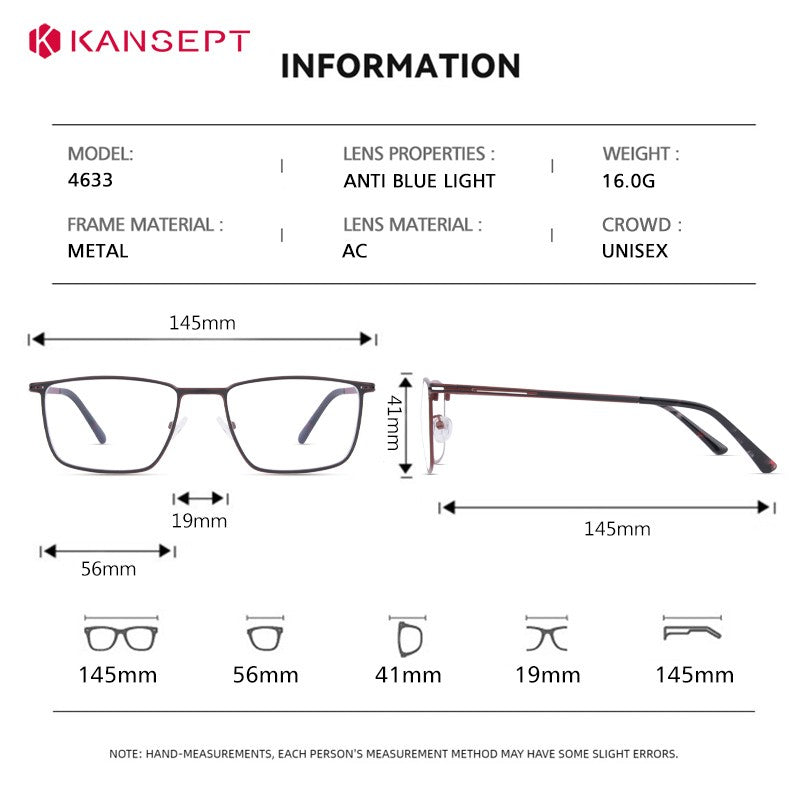Óculos de Leitura KANSEPT Plus para Homens Lente de Vidro Transparente Óculos de Grau Feminino Lentes de Miopia Armações de Óculos