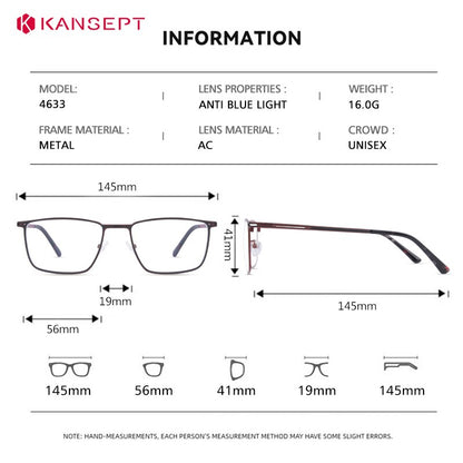 Óculos de Leitura KANSEPT Plus para Homens Lente de Vidro Transparente Óculos de Grau Feminino Lentes de Miopia Armações de Óculos