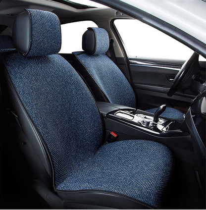 SEAMETAL Flax Car Seat Cover Breathable Sweatproof Linen Car Seat Cushion with Backrest Pad 4-Season Universal for 98% Vehicles
