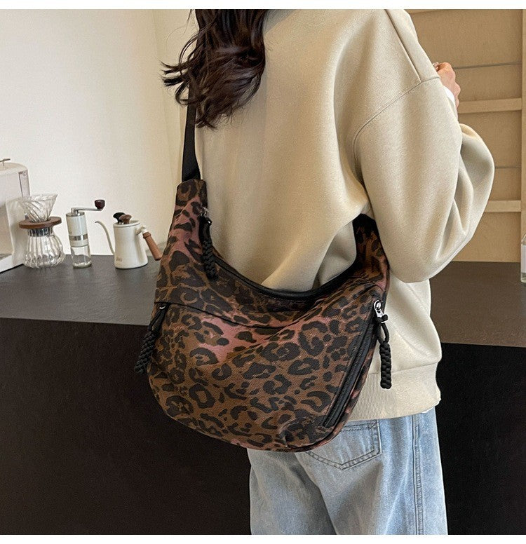 Leopard Print Crossbody Bags for Women Corduroy Casual Shoulder Tote Bags Ladies Sac A Main Femme Designer Luxury Handbags 2024