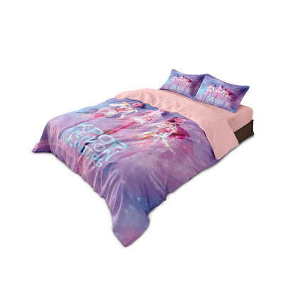 K-Pop Bedding Set Demon Hunters Themed pink or Black other side Print Polyester Student Dormitory  Duvet Cover Boys Girls Gift