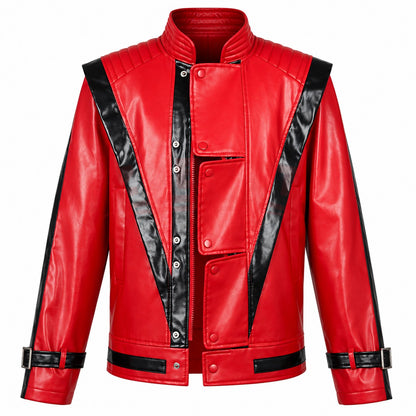 Classic Michael Joseph Jackson Leather Red Thrilling Jacket Halloween Birthday Gift Night Outwear