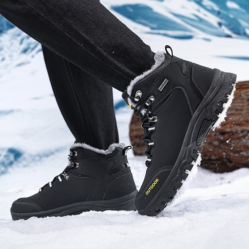 New Men Winter Snow Boots For Waterproof Leather Sneakers Super Warm Men's Boots Outdoor Male Hiking Boots Work Shoes Big Size