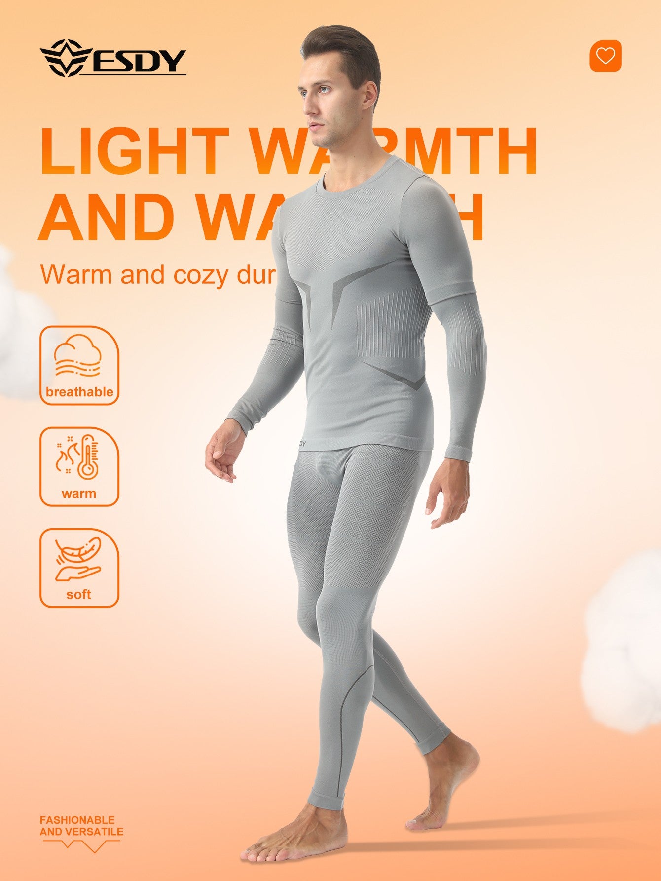 Esdy 1 Set Men's Winter Thermal Suit Outdoor Sports Thermal Underwear Tights Suit Winter Outdoor Hiking Coldproof Thermal Suit