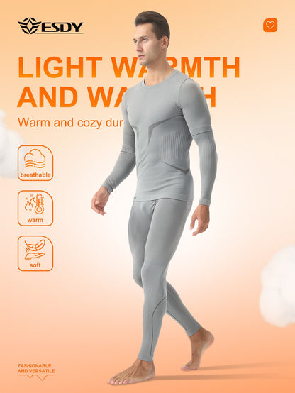 Esdy 1 Set Men's Winter Thermal Suit Outdoor Sports Thermal Underwear Tights Suit Winter Outdoor Hiking Coldproof Thermal Suit