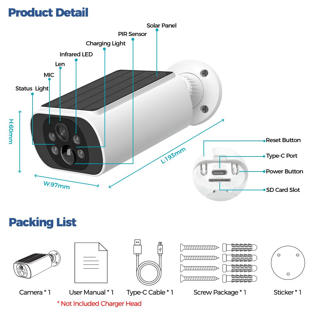 ALEVIO 2.5K Outdoor Solar Camera Wireless Cam WIFI Ultra Standby Time PIR Motion Light Color Night Vision AI Detect Battery Cam