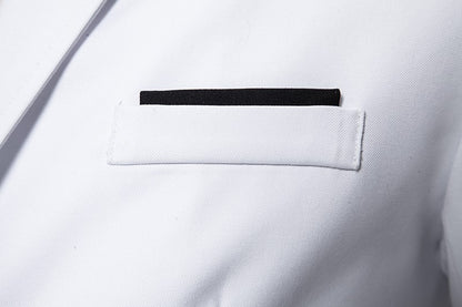 Blazer Men's Fashion Gentleman Solid Color Comfortable Business Color Match with Fake Two Wedding Casual Banquet Slim Suit