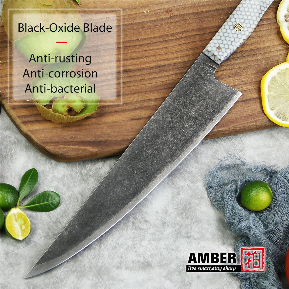 Conjunto de 3 facas de cozinha japonesas afiadas Damascus para Chef e Nakiri, lâmina de aço revestida de 3 camadas com cabo de resina e espaçador G10