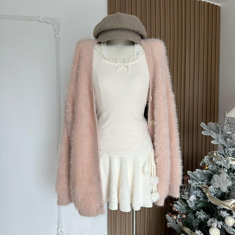 MEXZT Kawaii White Mini Skirts Women Preppy Cute High Waist Skirt Winter Japanese Streetwear Lace Up Chic Slim A Line Faldas New