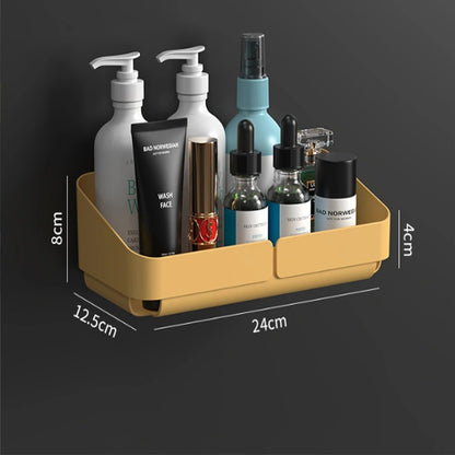 Rack de Conveniência para Banheiro Cozinha Prateleira Organizador de Maquiagem Cosméticos Shampoo Rack Prateleira de Chuveiro de Parede para Temperos Sem Perfuração